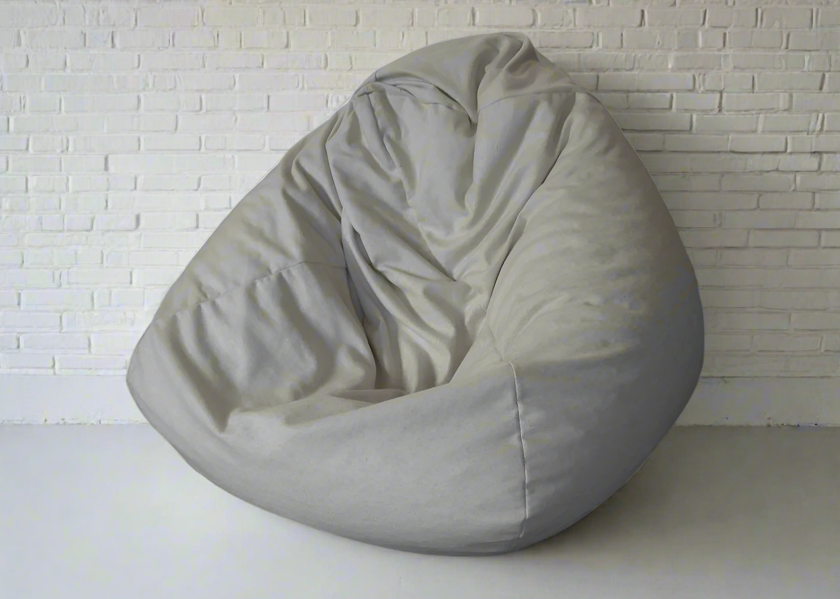 Bean bag made by Innate Furniture using woollen fabric and filled with EcoBeans - Cream colour