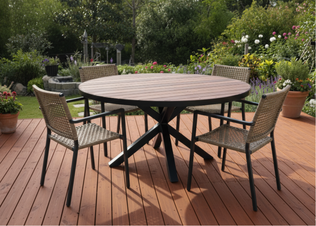 outdoor table round timber native. long lasting