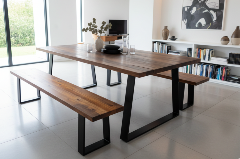Reverse Angled Steel Dining Table
