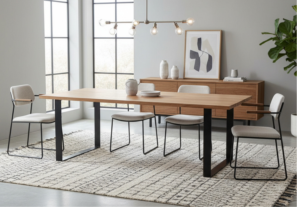 Straight Steel Dining Table