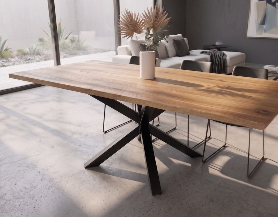 Asterix box steel centre base dining table