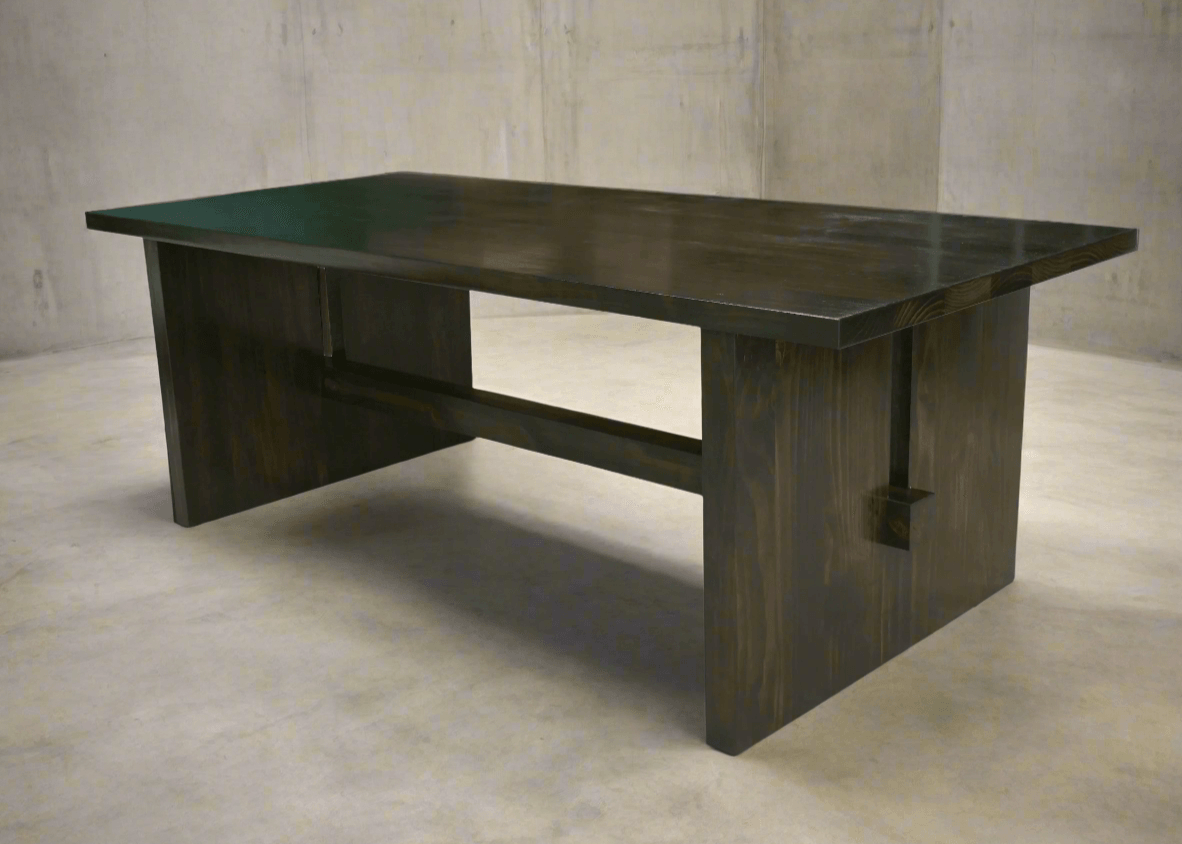 Japanese-inspired solid wood dining table handmade in NZ. Finished with natural oil for a rich look. Custom sizes and wood options for a minimalist style.