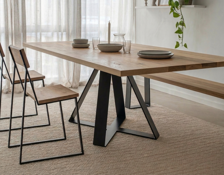 Crossroads steel base dining table