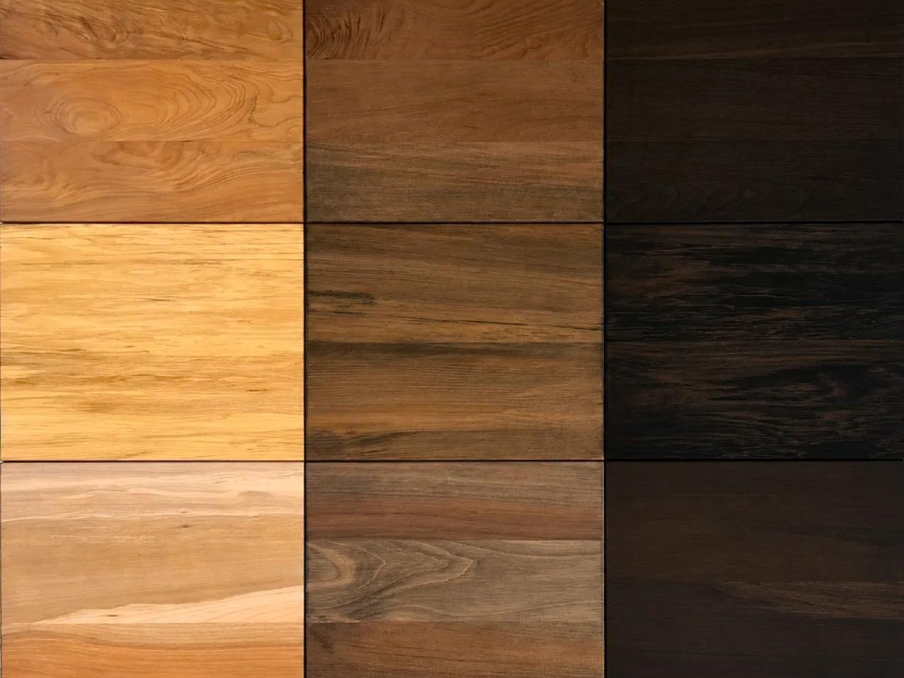 Innate Furniture timber sample grid showing light, medium and dark finish options