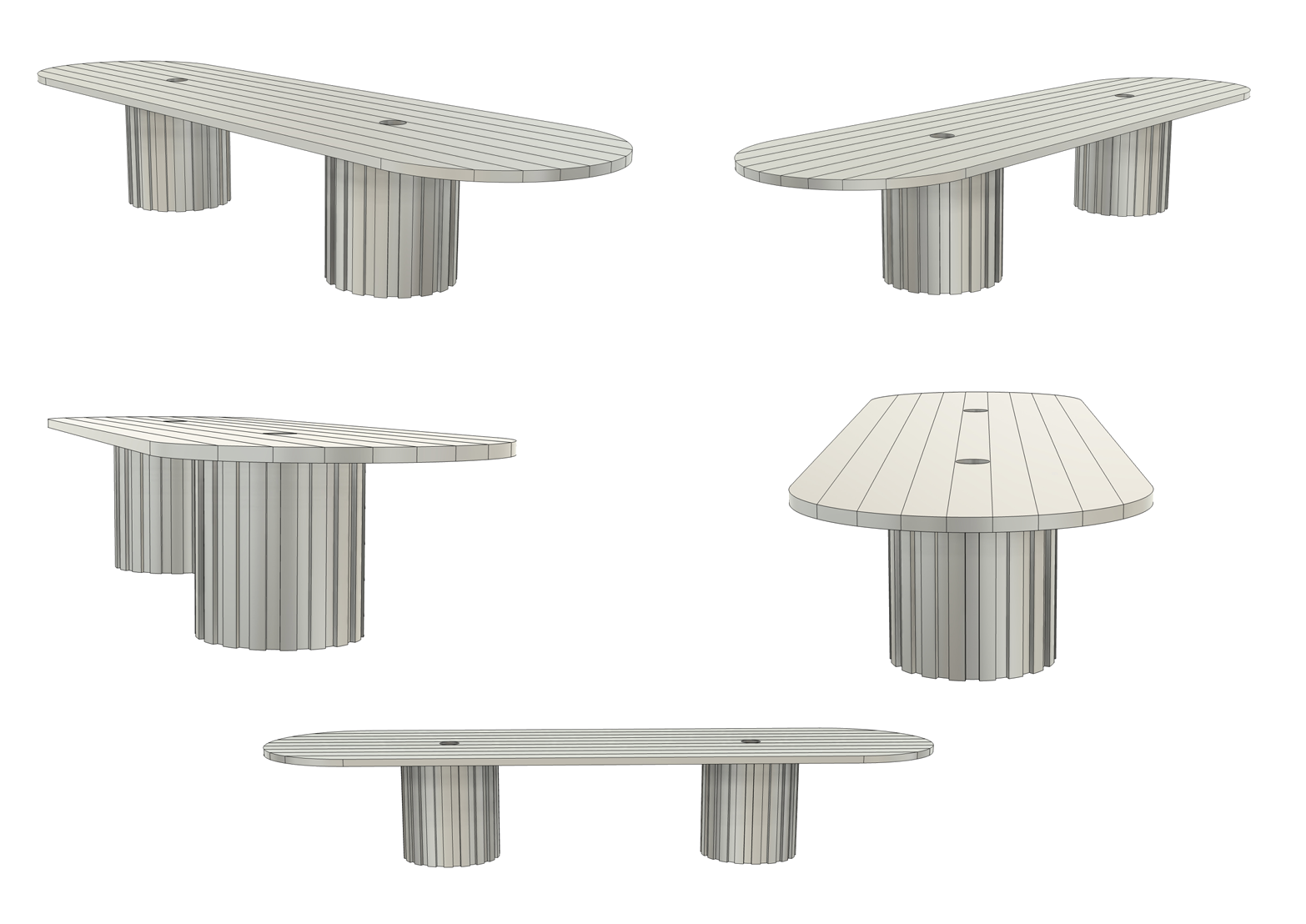 CAD drawing of a custom boardroom table