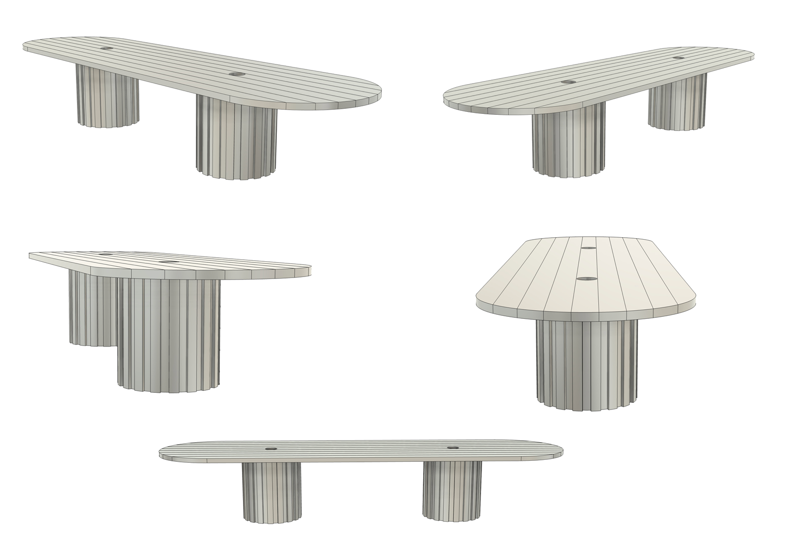 CAD drawing of a custom boardroom table